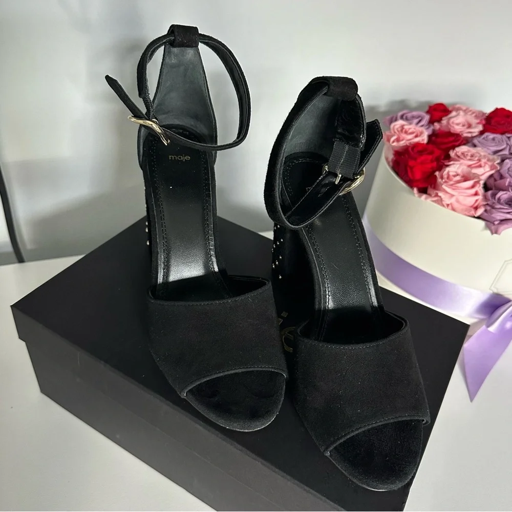 Maje Black block heels Size 37 - Picture 11 of 12